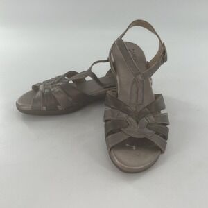 Naturalizer Womens Strappy Sandals 8.5 Gold Metallic Shoes Hook & Loop Slingback